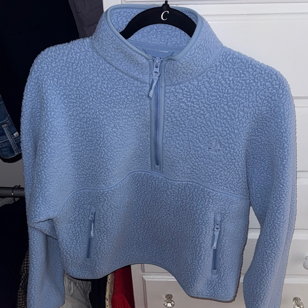 Aritzia Sky Blue PolarTec Quarter Zip